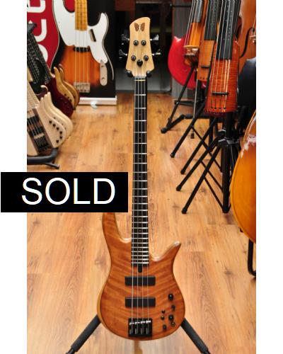 Fodera Monarch Std Special Doctorbass Edition Ebony Board 4 string-Oak Neck-Figured Redwood top